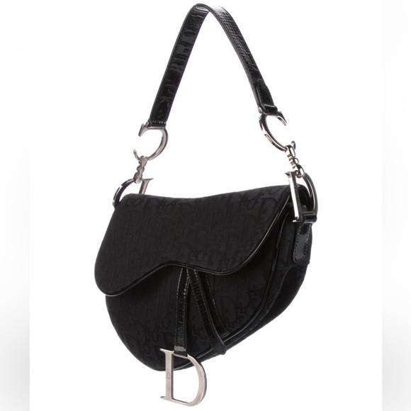 Christian Dior Top Handle Diorissimo Black Saddle Bag - Picture 1 of 7